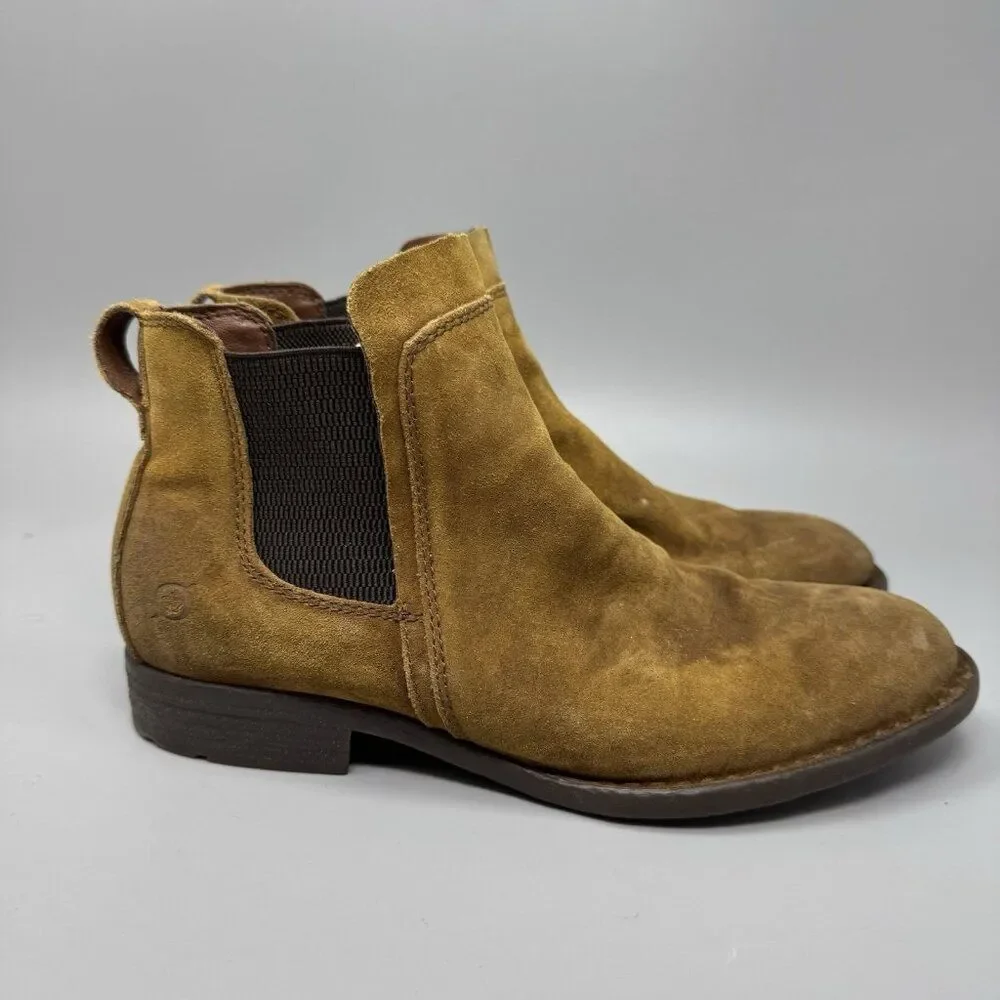 Born Women's Size 9 M Laney Brown Suede Pull On Stretch Ankle Chelsea Boots